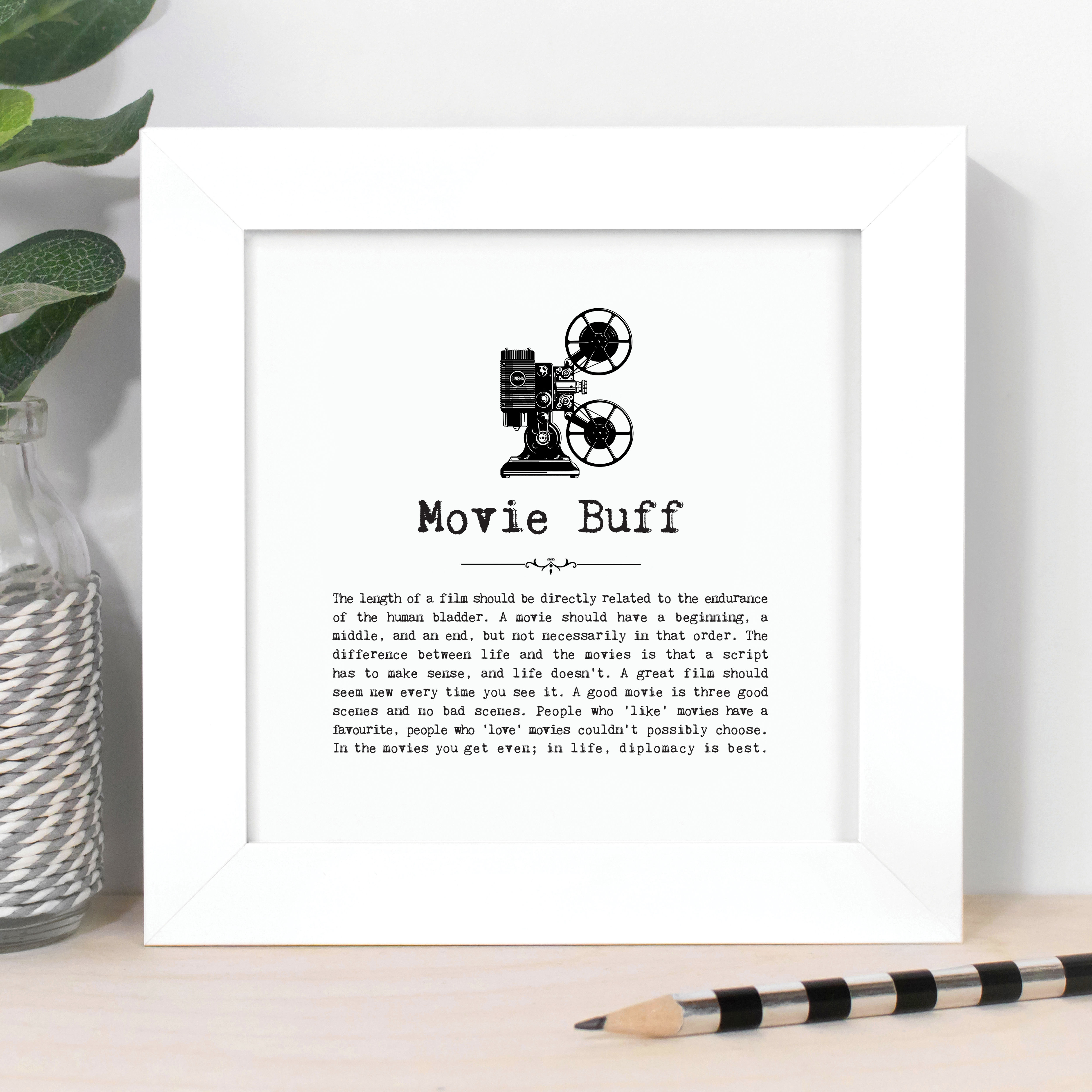 Movie Buff Framed Cinema Quotes Print In Gift Box