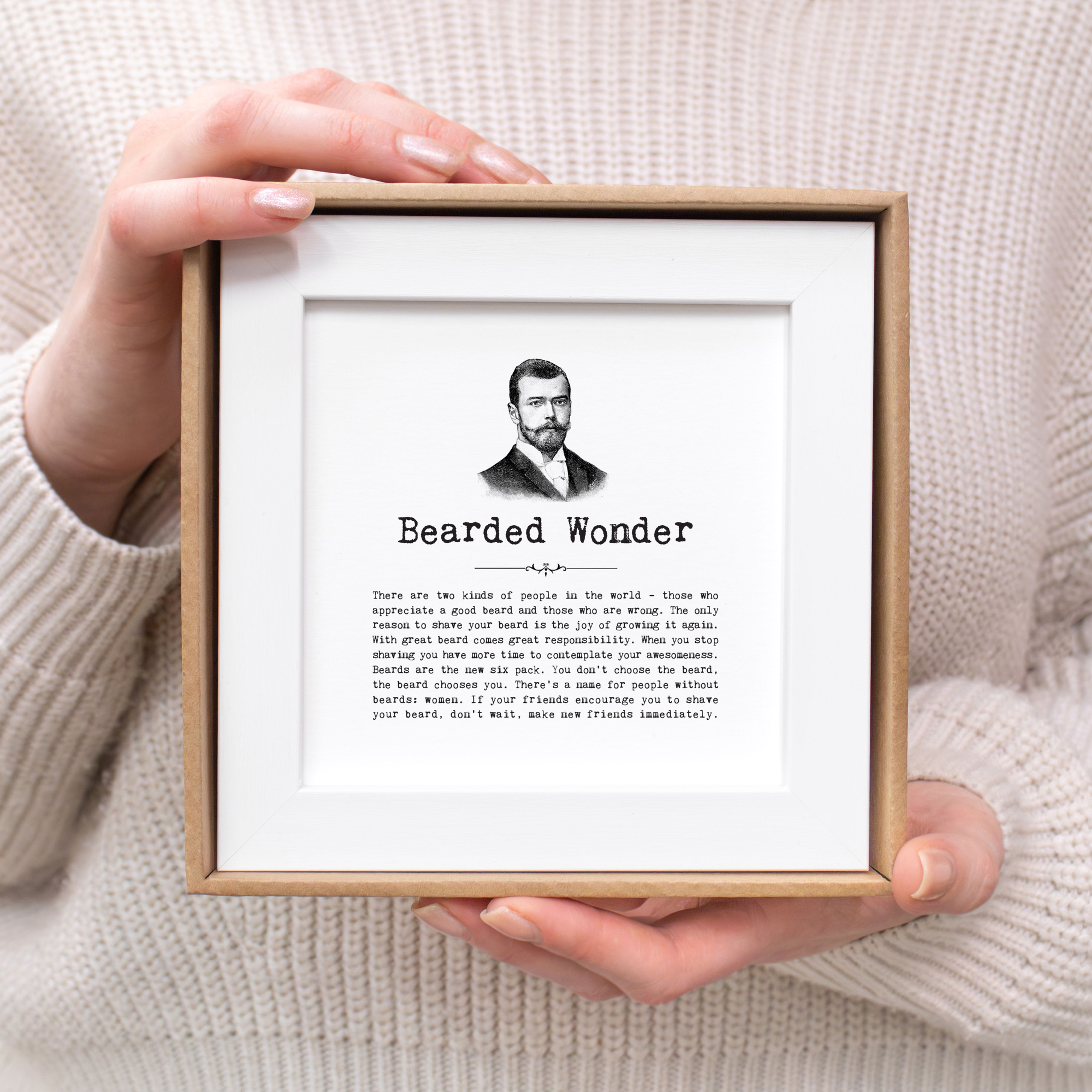 Bearded Wonder Framed Beard Quotes Print In Gift Box For Him