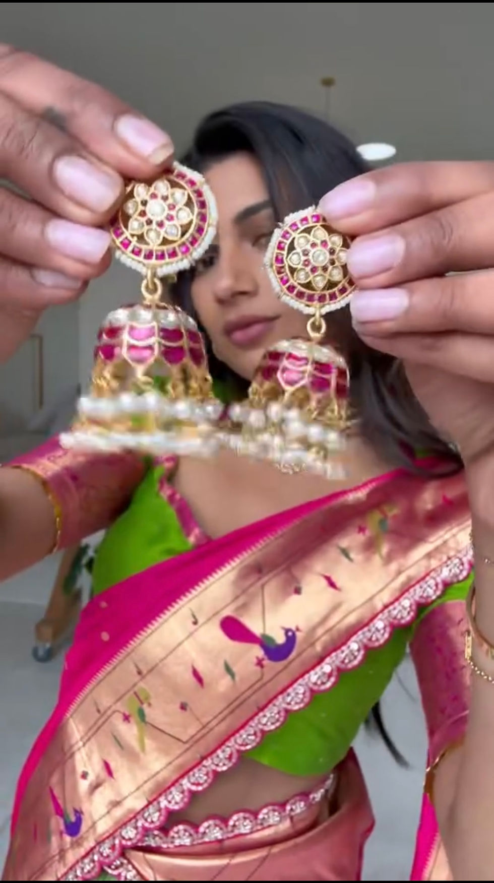 Thumbnail: Preorder Eeshablogs Jadau brass base choker jhumkas 