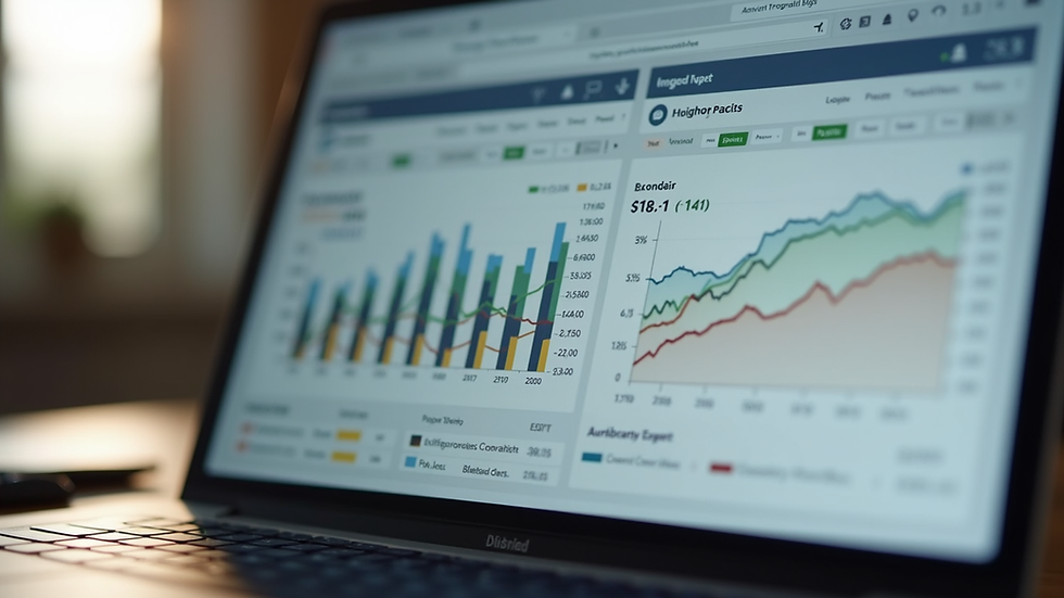 Eye-level view of a diversified investment portfolio chart on a laptop screen