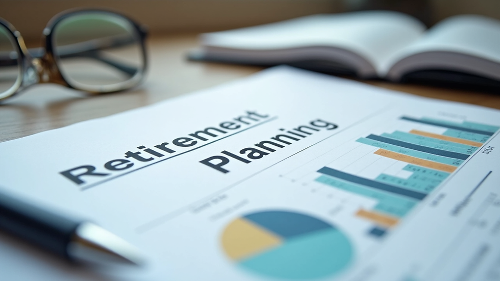 Close-up view of a retirement planning document with charts and graphs