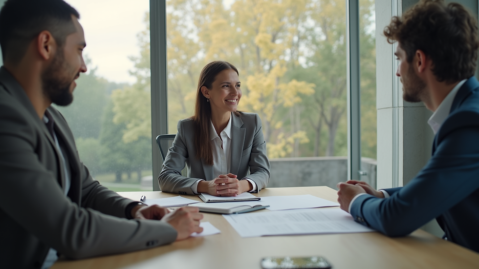 Eye-level view of a financial advisor explaining life insurance options to a client