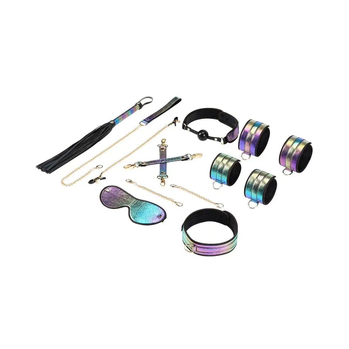 BDSM-Set: Peitsche, Handschellen, Augenmaske