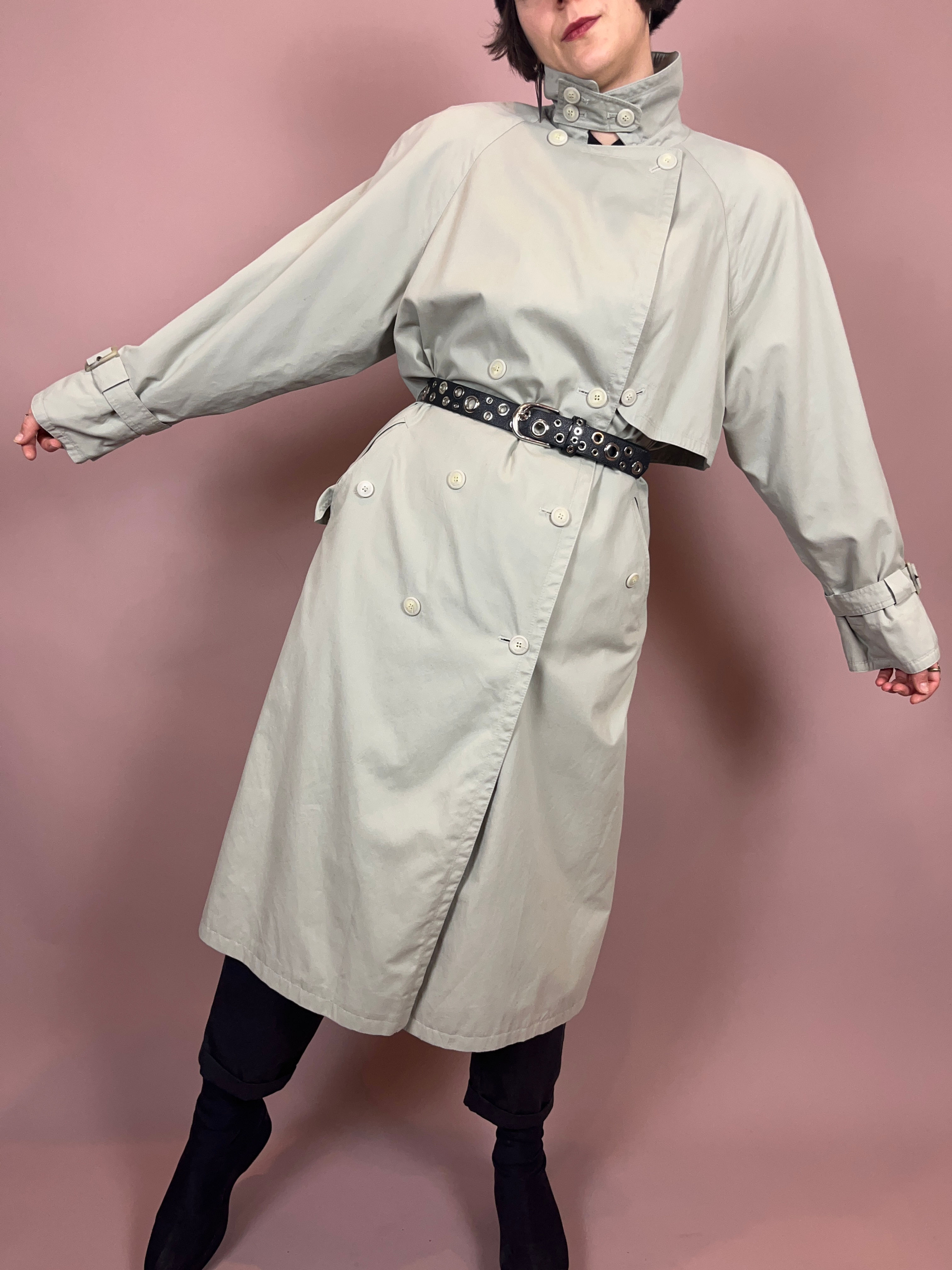 Trenchcoat Grau ohne Gürtel Lang Gr. 44