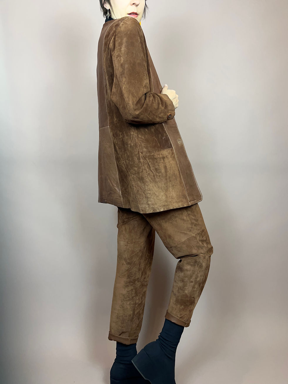 Miniaturbild: Set Leder Braun Jacke Hose Gr. 36/38