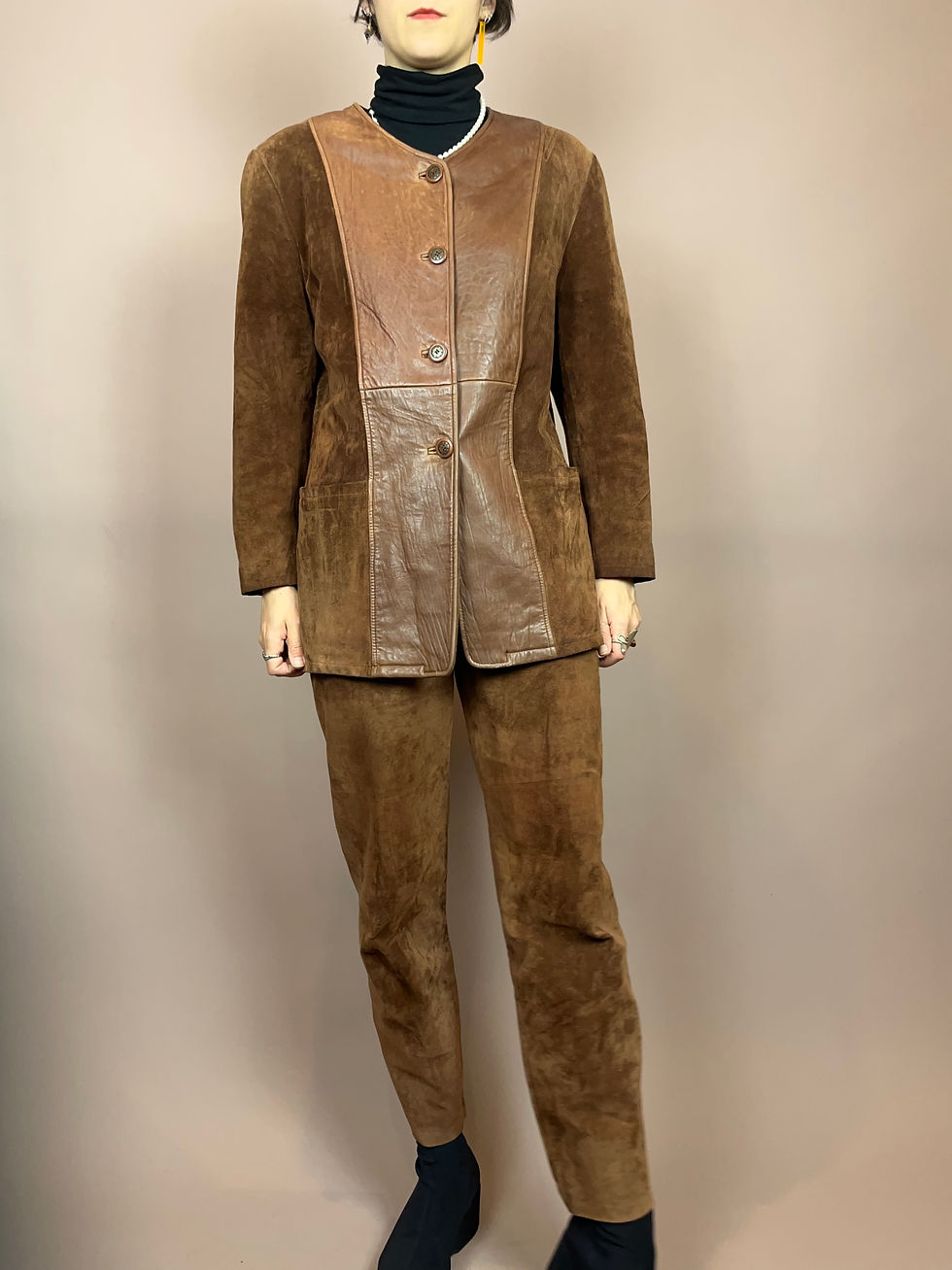 Miniaturbild: Set Leder Braun Jacke Hose Gr. 36/38