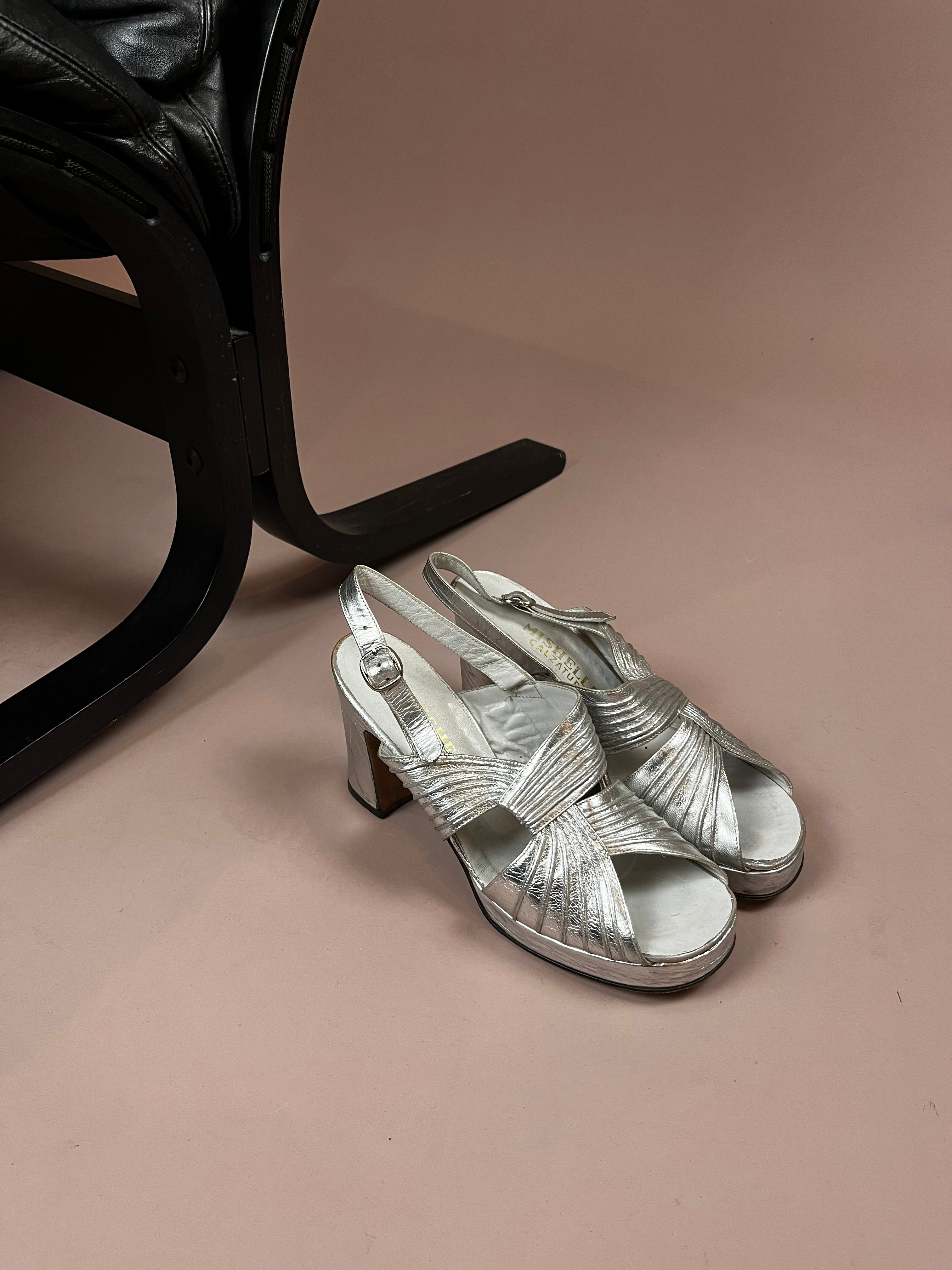 Schuhe Silber Plateau Pumps Gr. 39