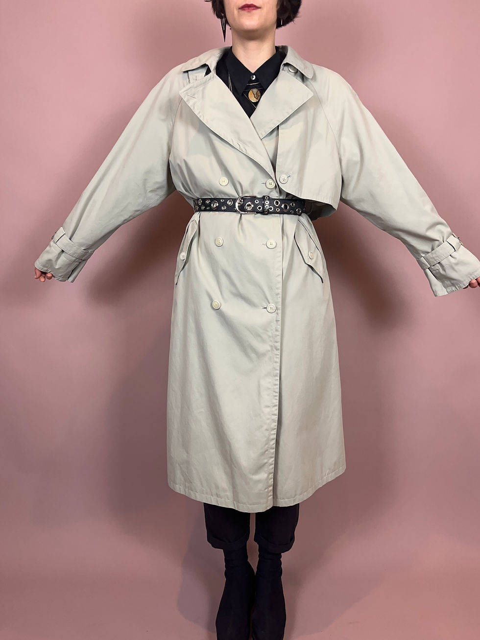 Miniaturbild: Trenchcoat Grau ohne Gürtel Lang Gr. 44