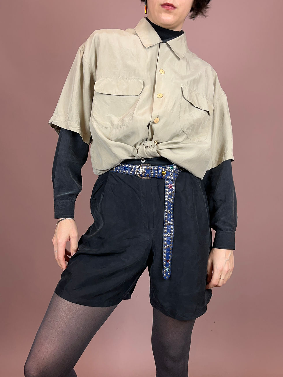 Miniaturbild: Hemd Seide Beige Safari Gr. L