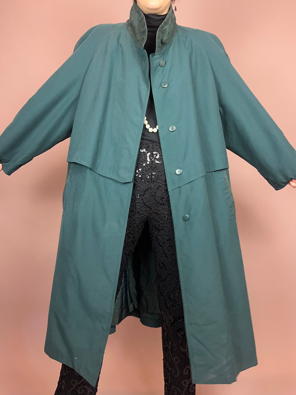 Miniaturbild: Trenchcoat Petrol Stehkragen Gr. 44