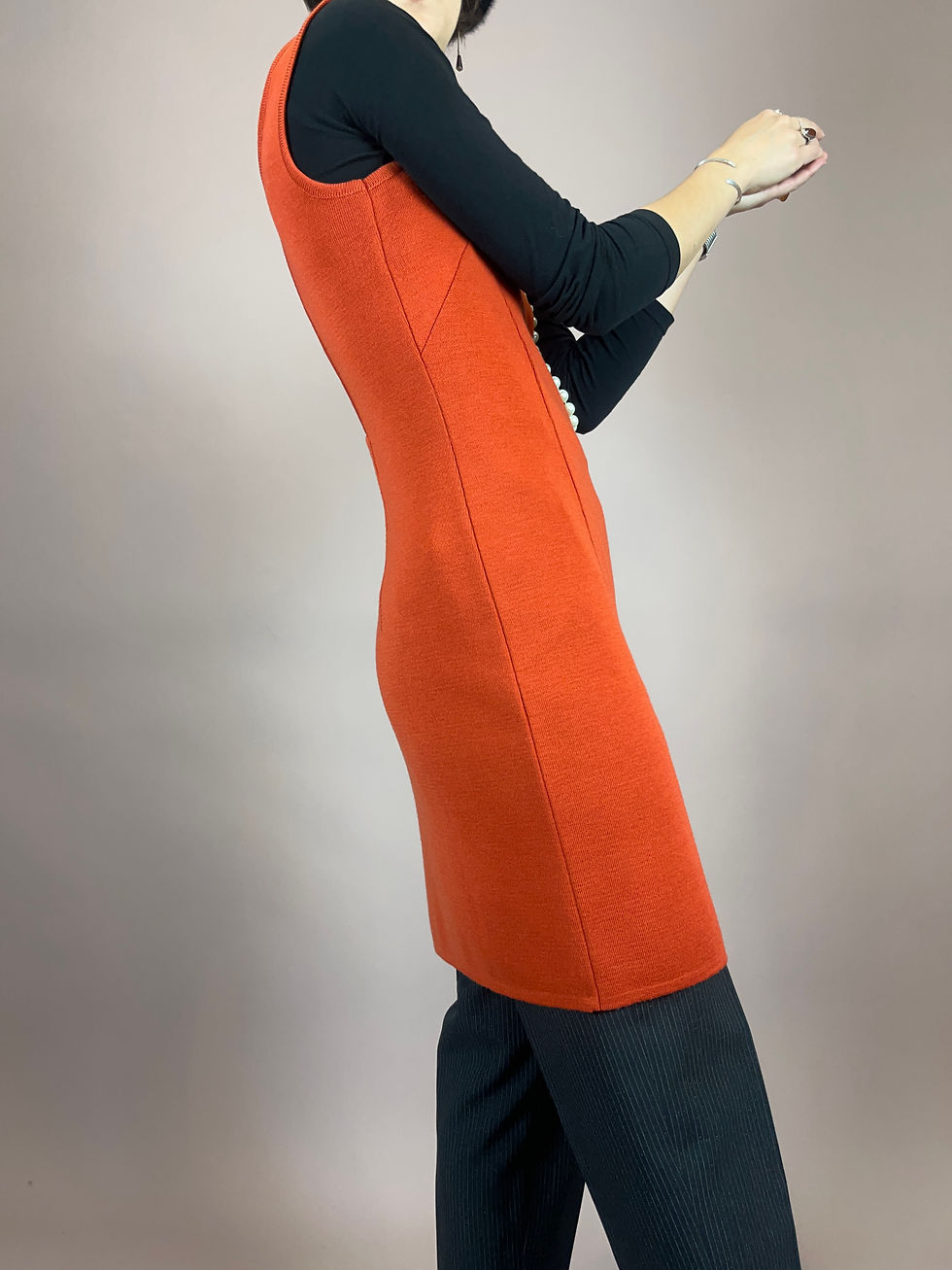 Miniaturbild: Kleid Strick Wolle Orangerot Gr. 38