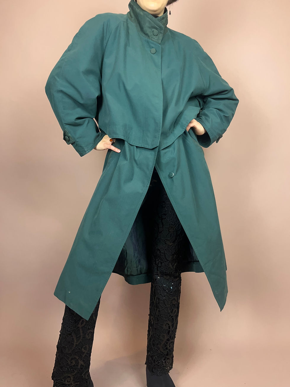 Miniaturbild: Trenchcoat Petrol Stehkragen Gr. 44