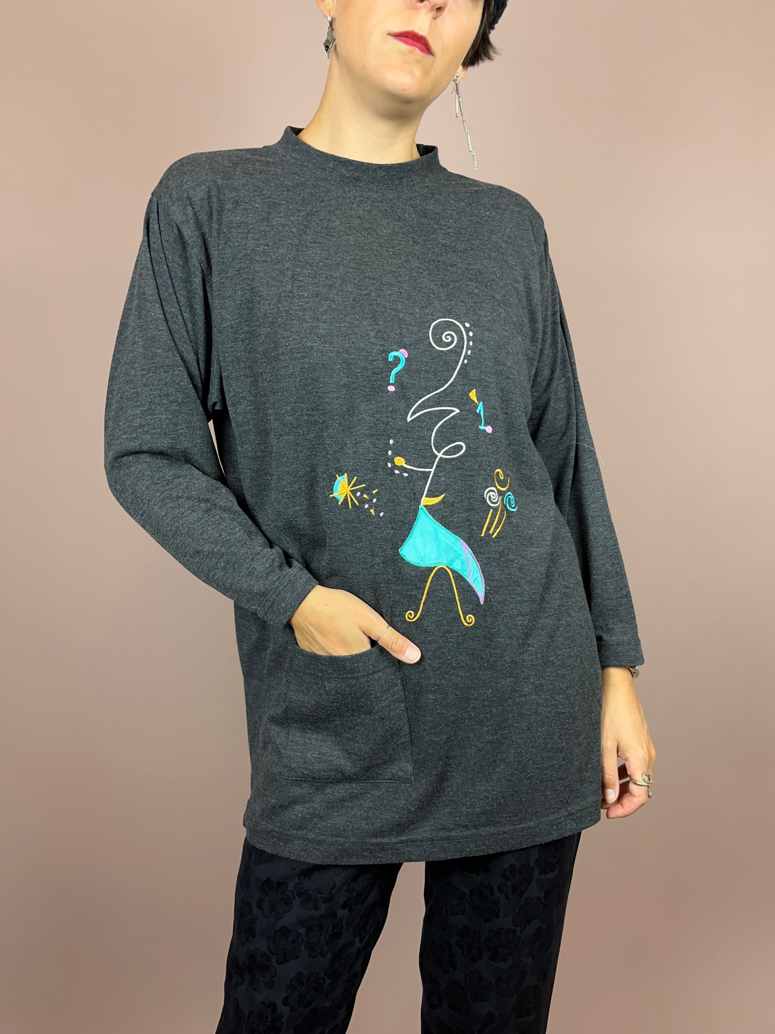 Sweatshirt Grey Embroidered Gr. 38