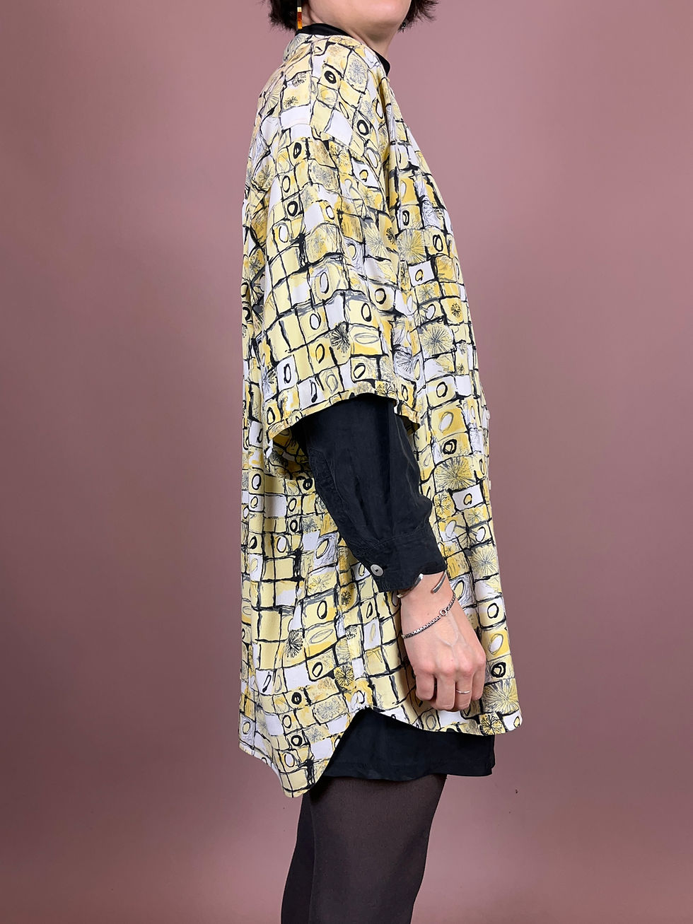 Miniaturbild: Hemd Karo Weiß Hellgelb Blumen Gr. XL