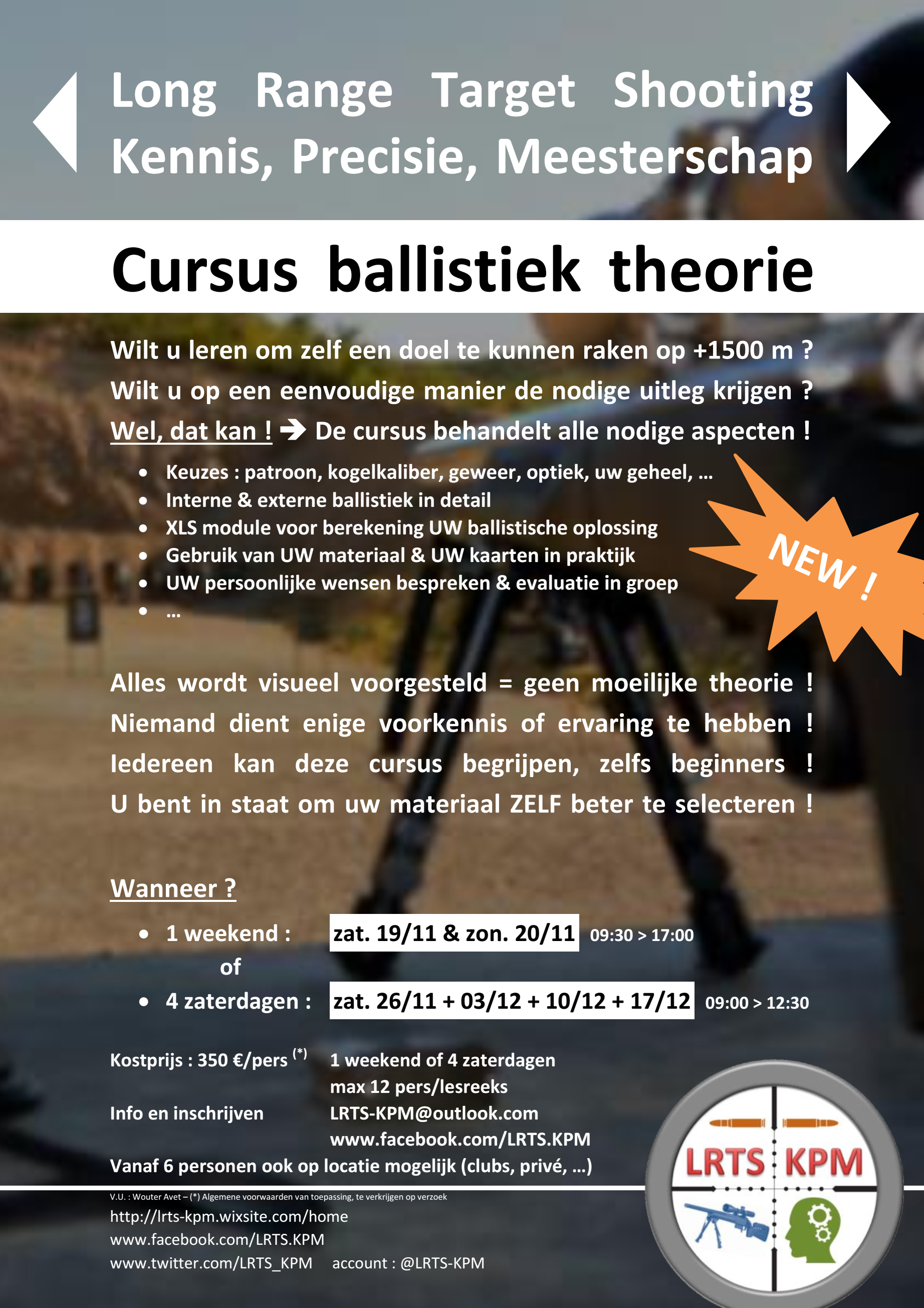 Cursus Ballistiek Theorie - 1 weekend - 19 & 20 nov. 2016
