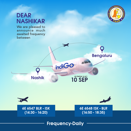 Commencement of the Nashik-Bengaluru Flights