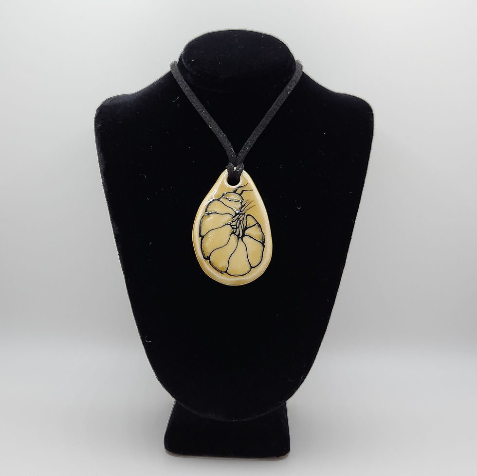Thumbnail: Amber Celadon RolyPoly Pendants