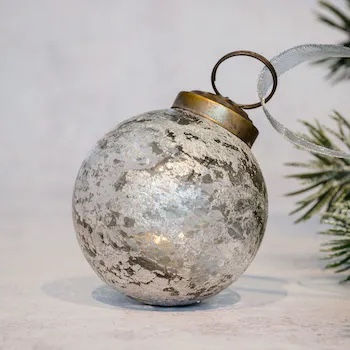 3" Large Silver Antique Foil Bauble