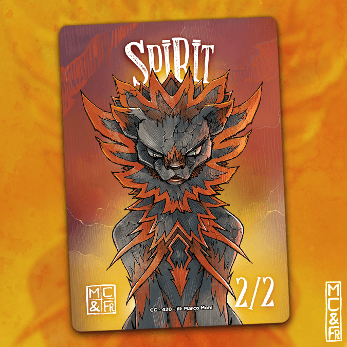 Spirit 2/2 Red/White MTG deluxe token by Mezzocielo&Friends