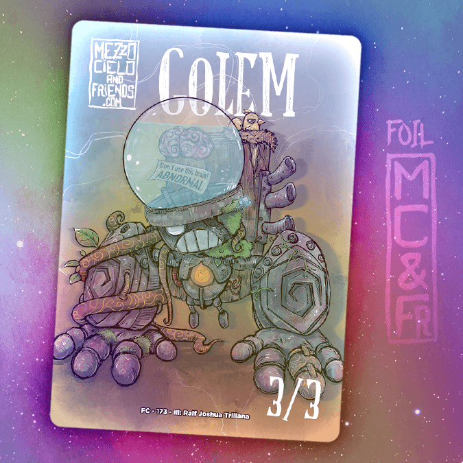 Golem 3/3 Colorless MTG foil deluxe token by Mezzocielo&Friends
