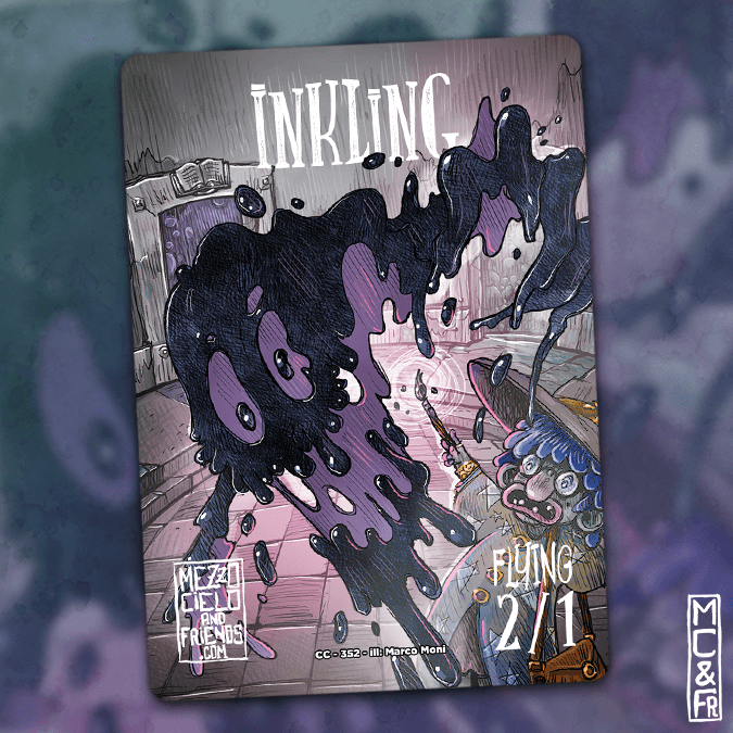 Inkling 2/1 Flying White and Black MTG deluxe token by Mezzocielo&Friends