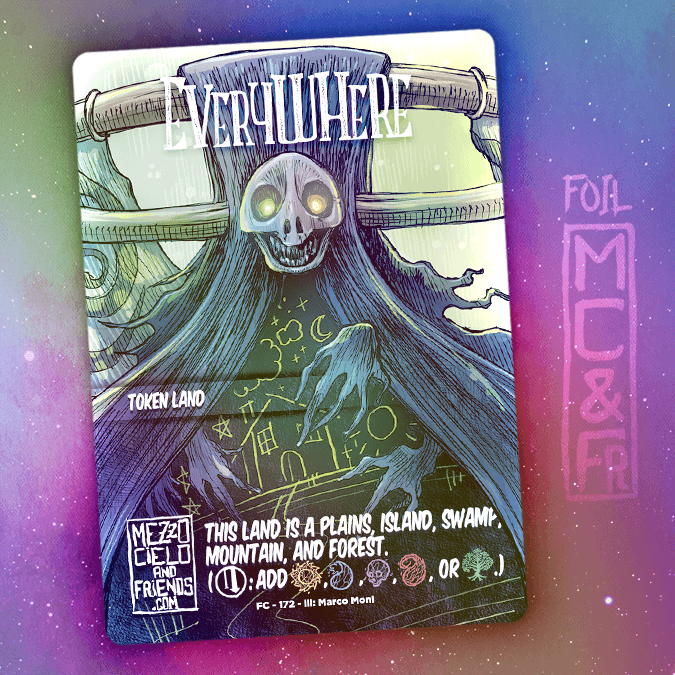 Thumbnail: Everywhere Colorless MTG foil deluxe token by Mezzocielo&Friends