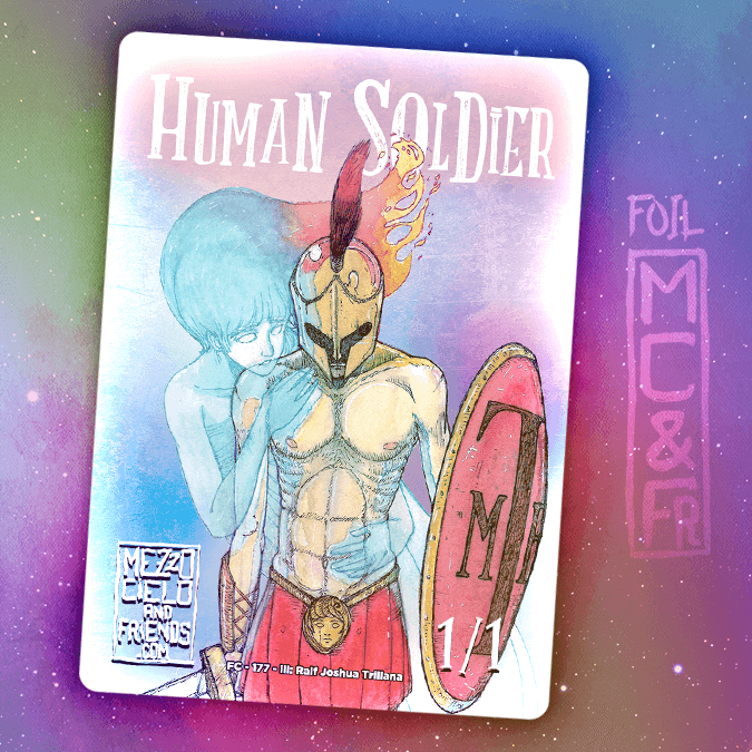 Thumbnail: Human Soldier 1/1 Foil Deluxe token by Mezzocielo&Friends