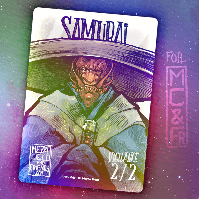 Samurai 2/2 Vigilance White MTG Deluxe Token by Mezzocielo&Friends