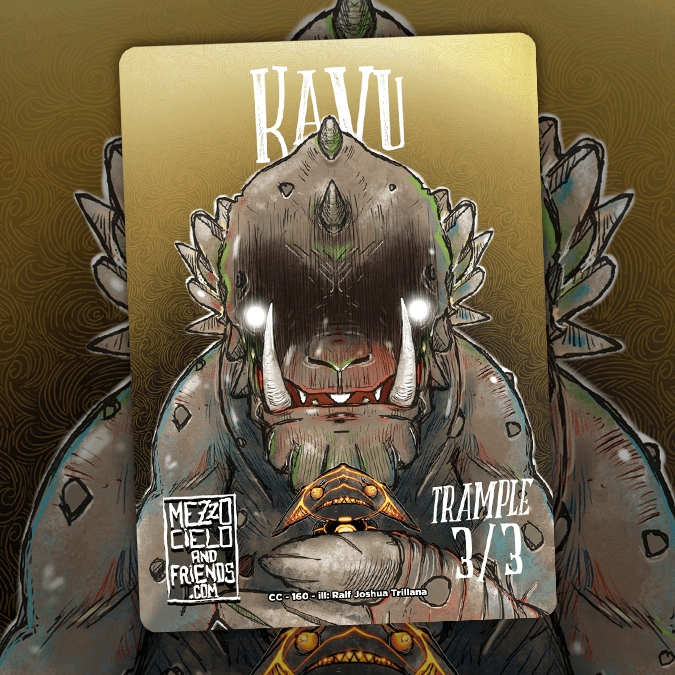 Kavu 3/3 Trample Multicolored MTG deluxe token by Mezzocielo&Friends