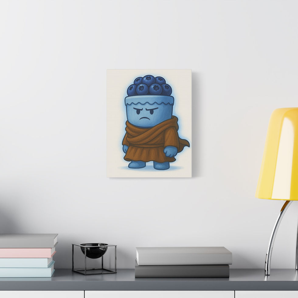 Thumbnail: Blue Bulk Character Canvas Wall Art, Kids' Room, Playful Art, Funny Wall Decor