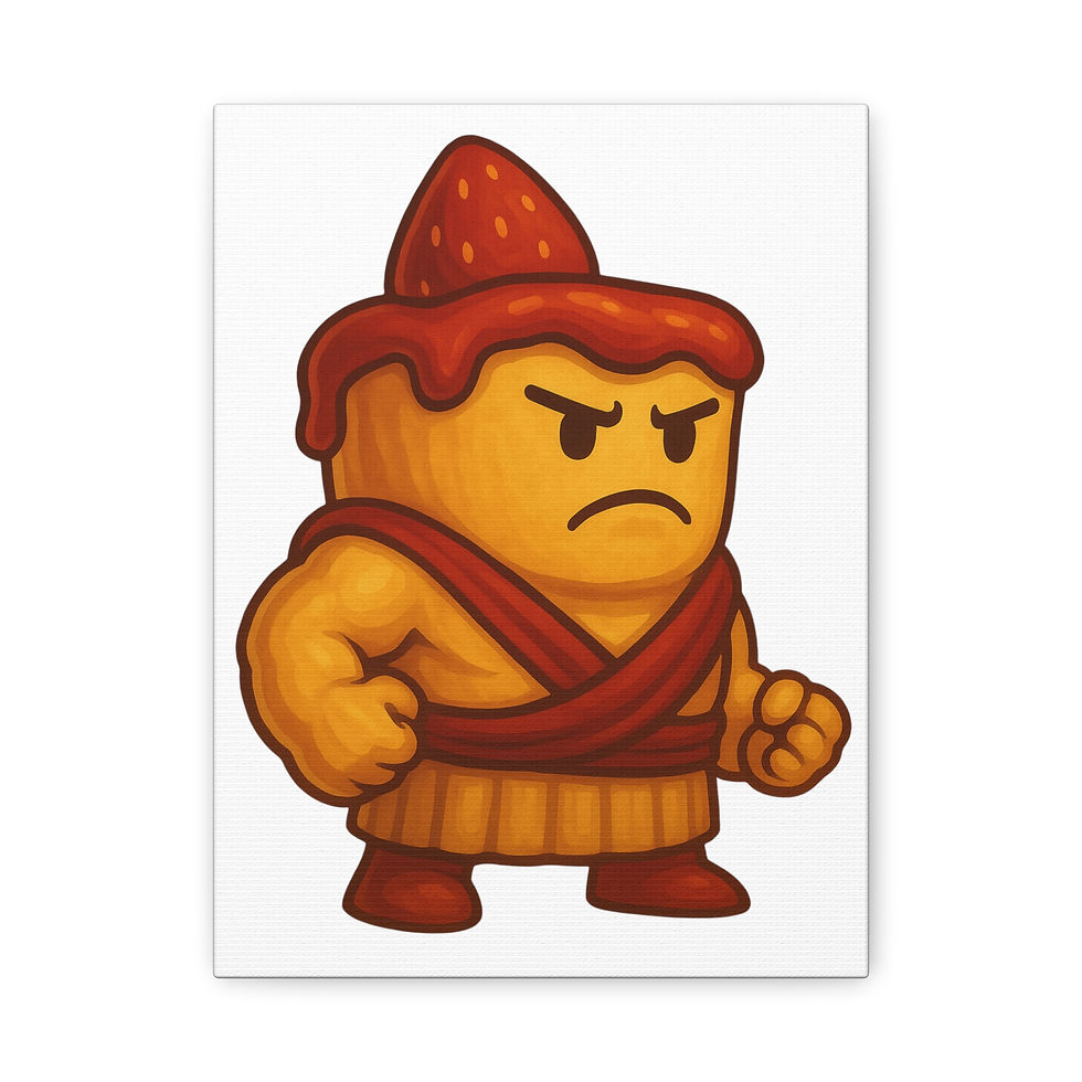 Thumbnail: Strawbrawler Dessert Hero Canvas Art, Whimsical Wall Decor, Playful Art