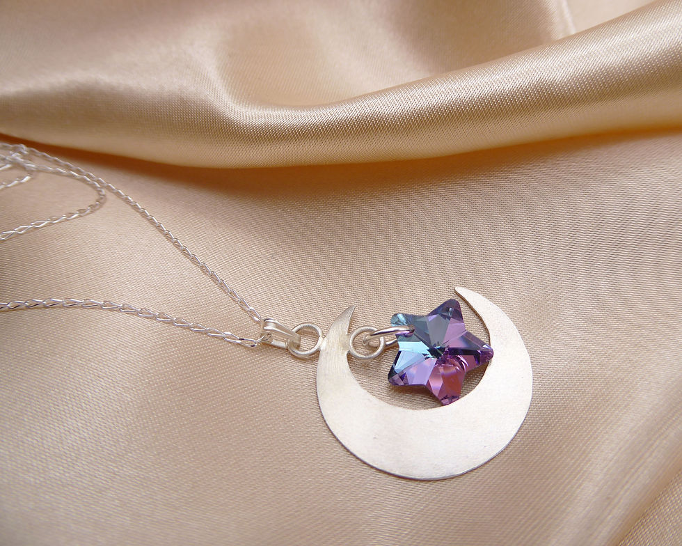 Thumbnail: Sterling silver Moon with crystal Star