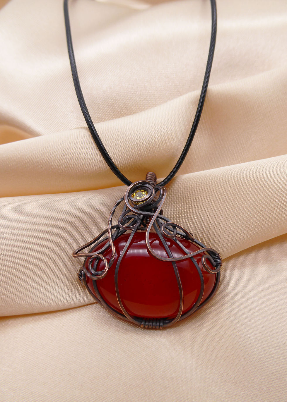 Thumbnail: Copper Pumpkin with red Onyx and CZ