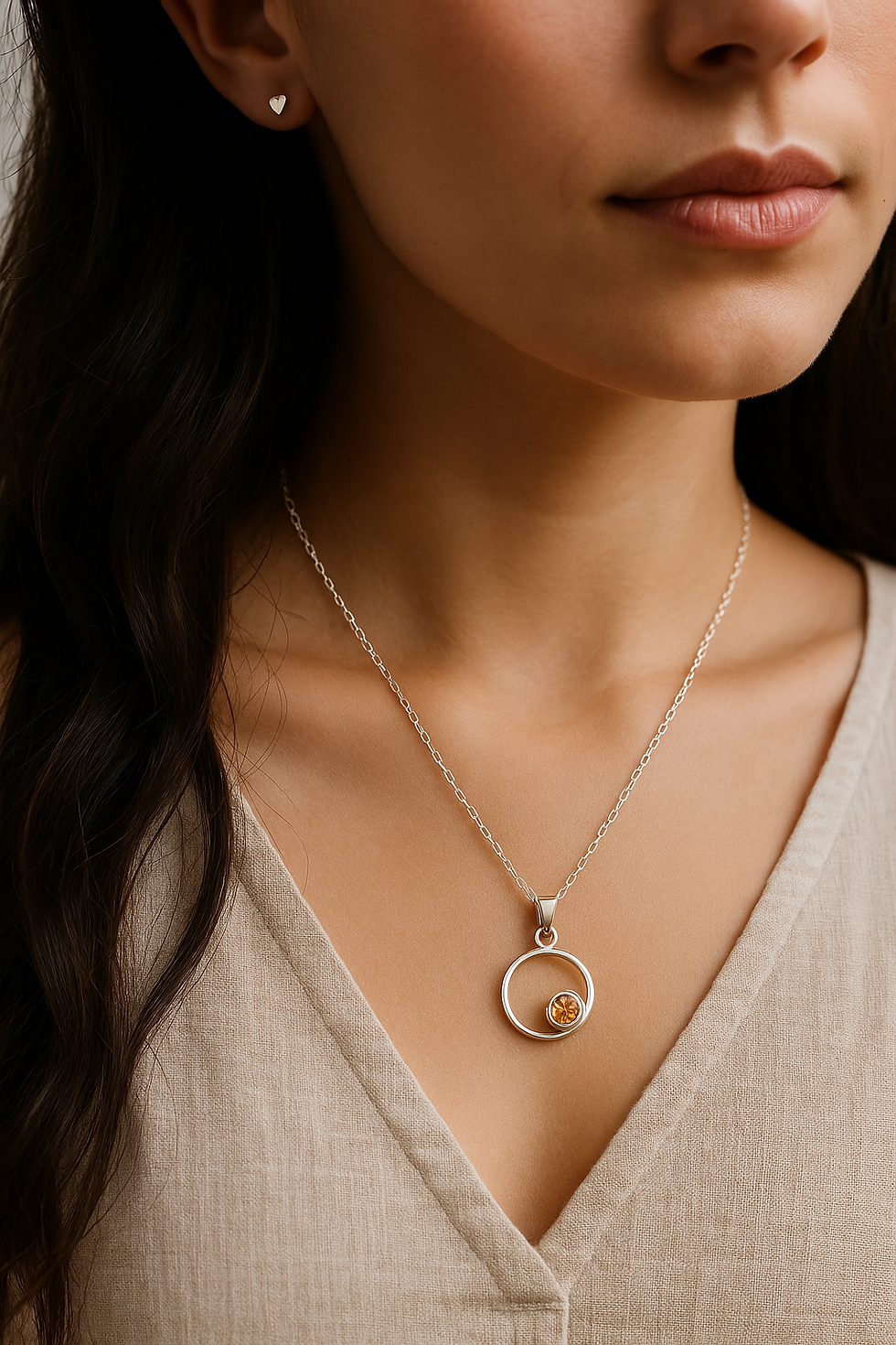 Thumbnail: Peach CZ in Sterling Silver