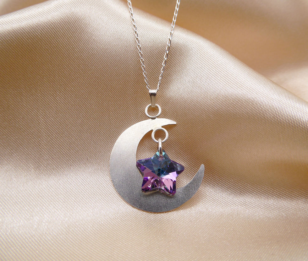 Thumbnail: Sterling silver Moon with crystal Star