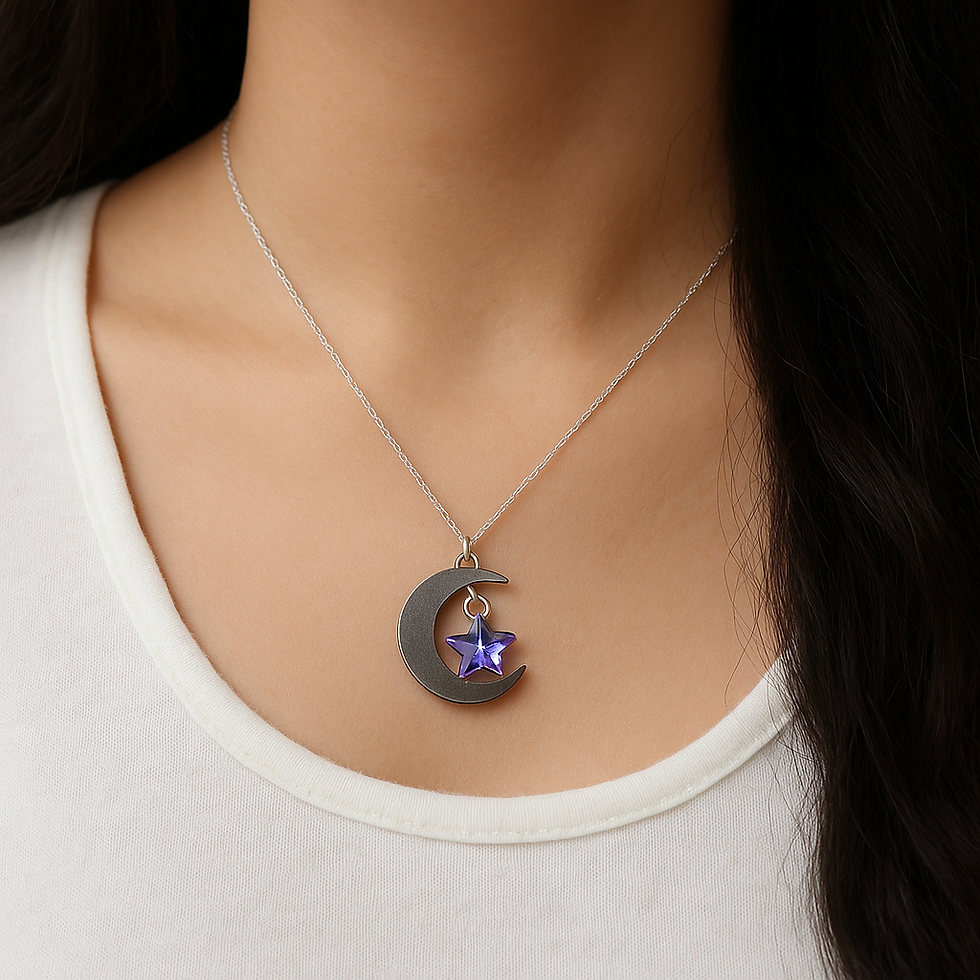 Thumbnail: Sterling silver Moon with crystal Star