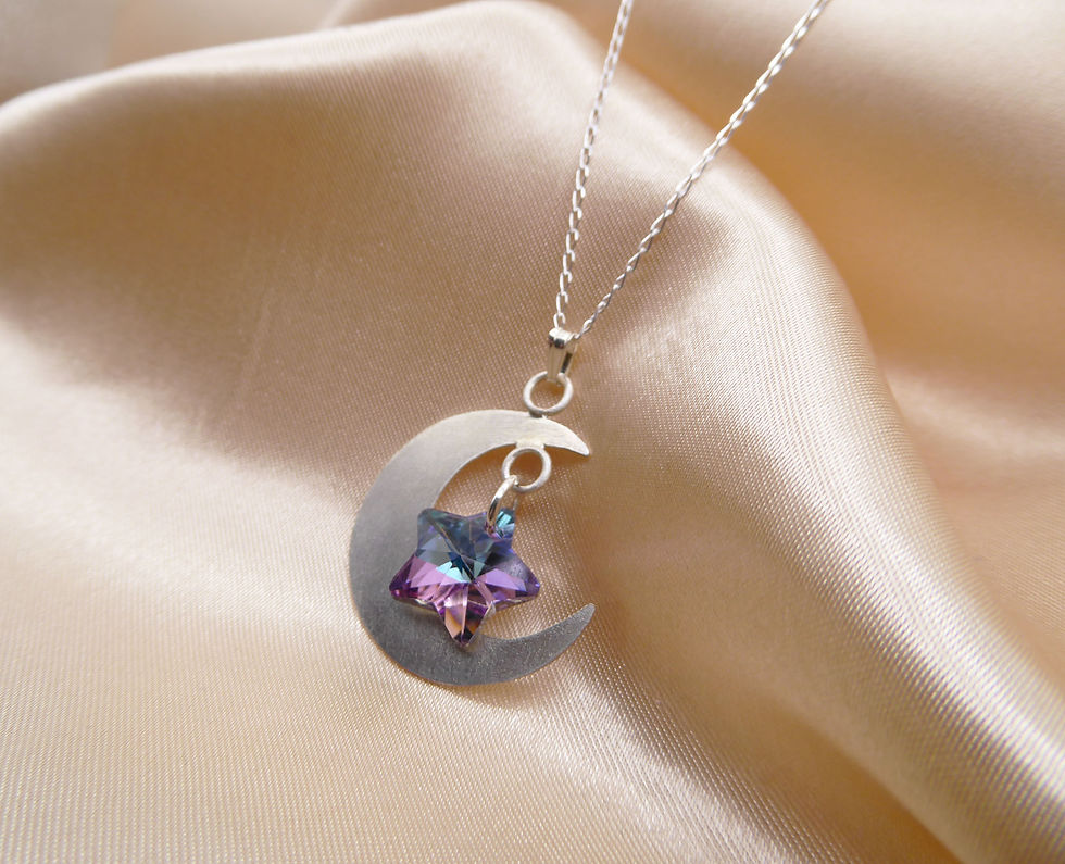 Thumbnail: Sterling silver Moon with crystal Star