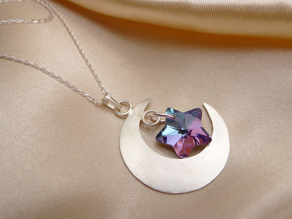 Thumbnail: Sterling silver Moon with crystal Star