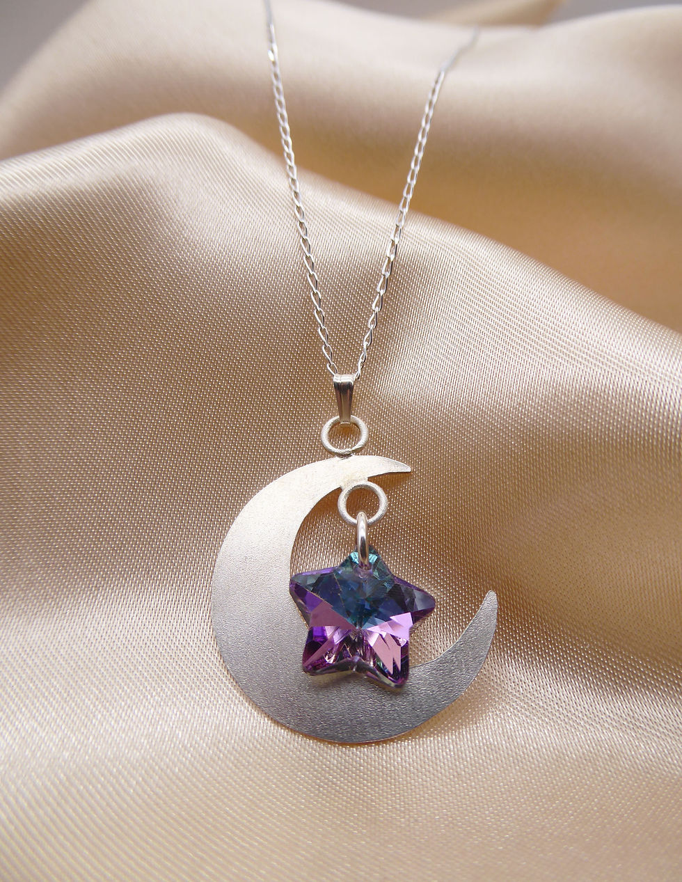 Thumbnail: Sterling silver Moon with crystal Star