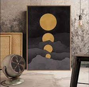 Full Moon Mountain Framed Canvas Paintin