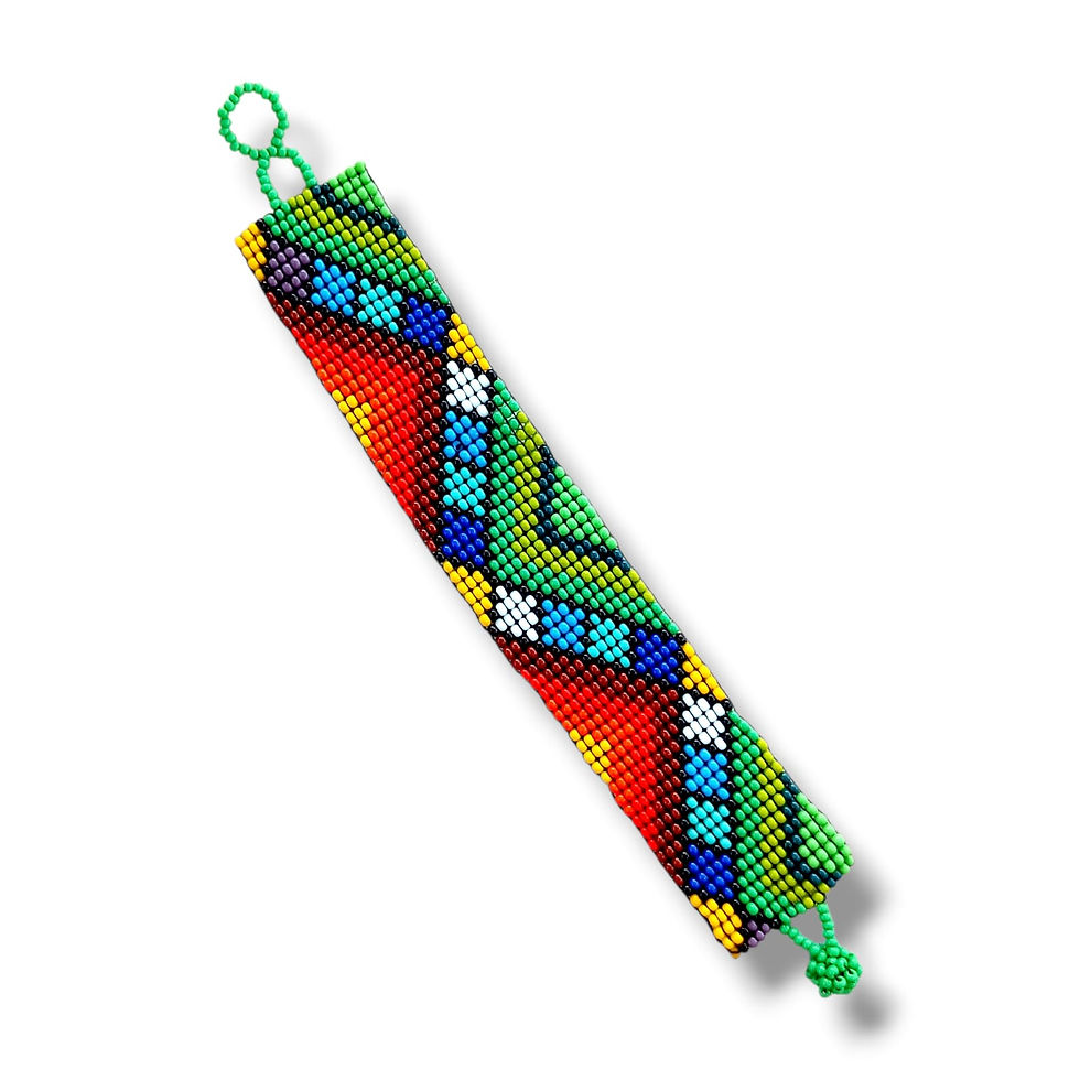 Miniatura: Pulseira Fina de Miçanga Indígena Huichol Guatemala Xamânica