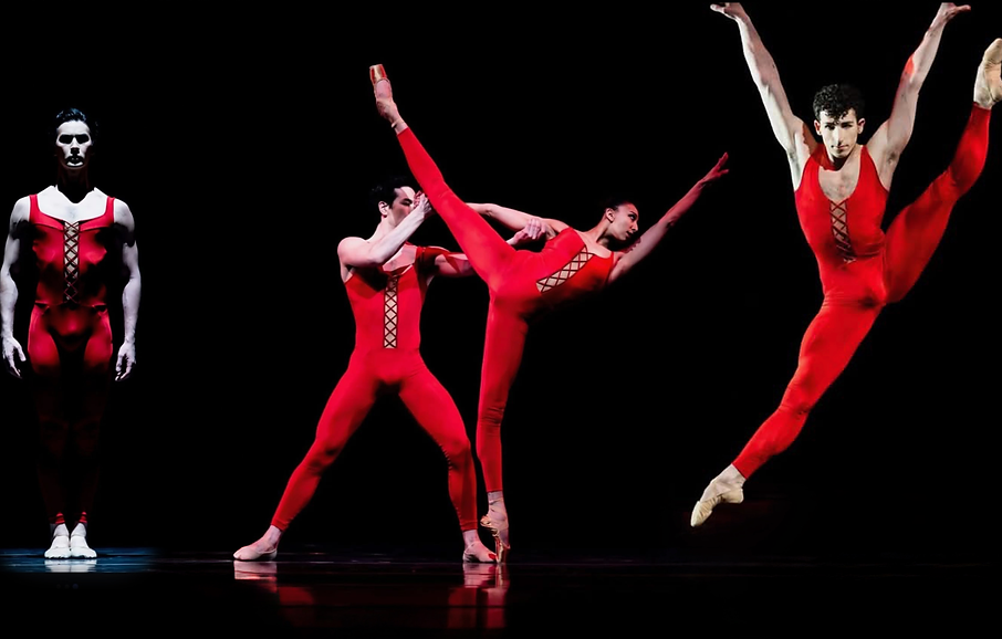 Composite photo of five dancers in Red Angels