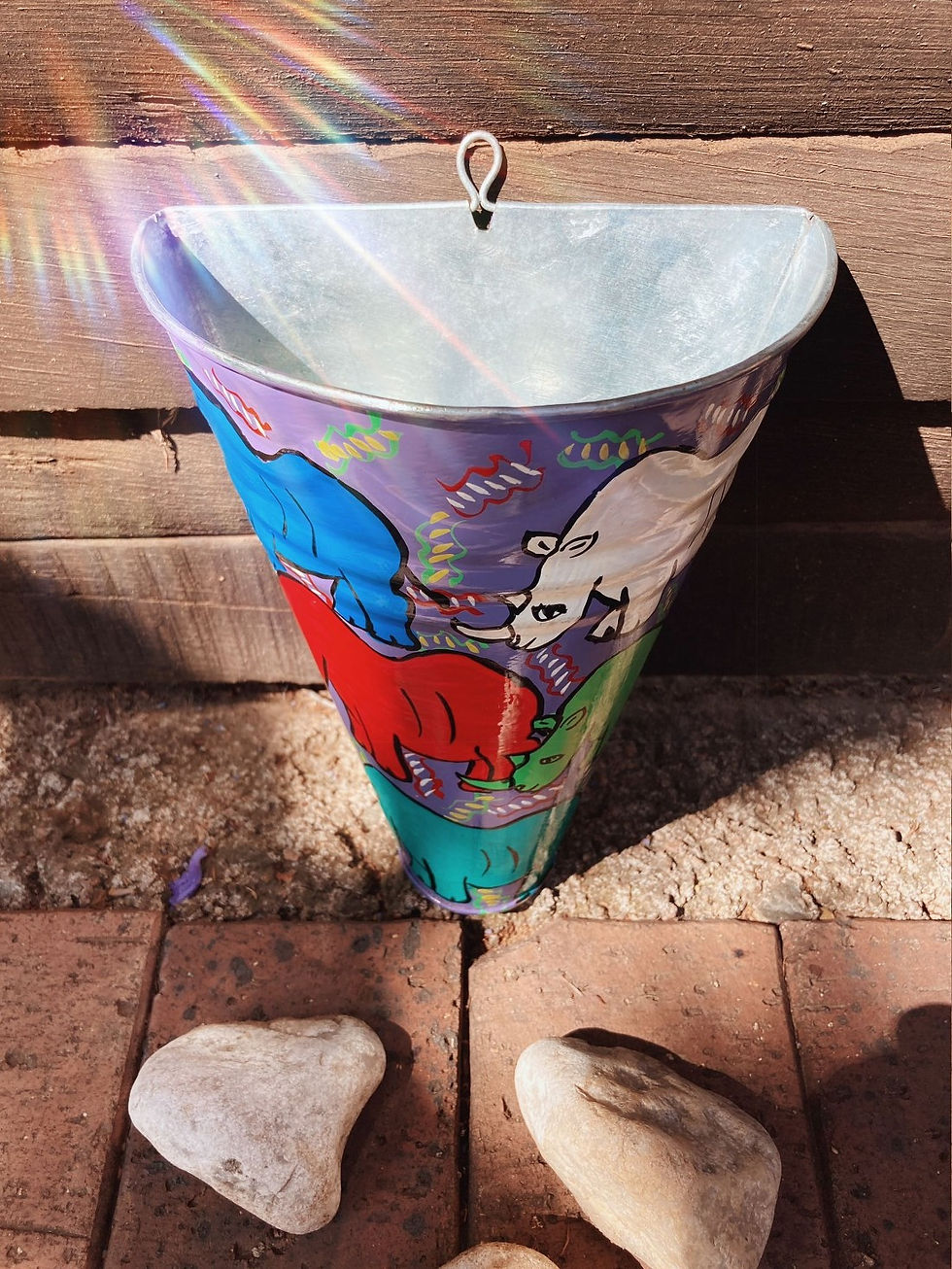 Thumbnail: HAND-PAINTED “RHINO” WALL-MOUNTED PLANT HOLDER