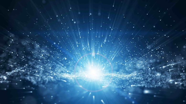 Intense crépitement de lumière bleutée, principe actif de Dieu