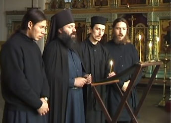 Moines orthodoxes de Valaam chantant Agni Parthene