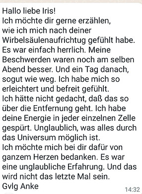 Kundenfeedback Wirbelsäulenaufrichtung