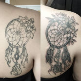 Cobertura de tatuagem, coverup tattoo, antes e depois tatuagem, reforma filtro dos sonhos