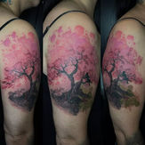 tatuagem árvore cerejeira aqurela