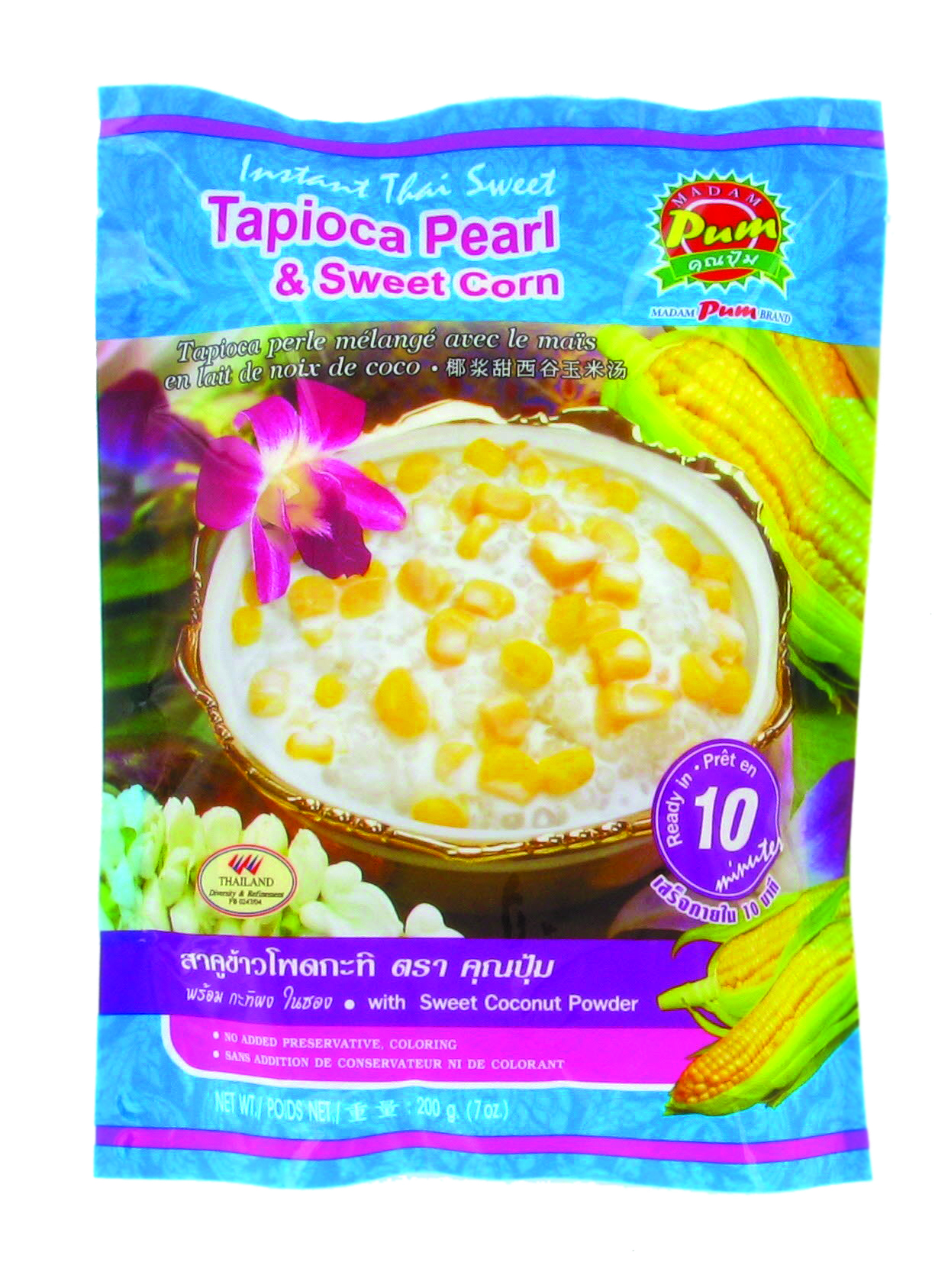 Thai Instant dessert Tapioca pearl with sweet corn