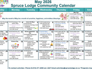 May 2026 Spruce Lodge Activity Calendar